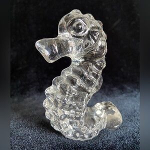 Glass Seahorse German Goebel ? Unmarked Clear Glass